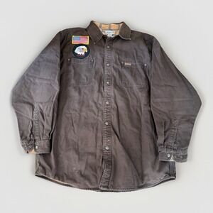 Carhartt Shirt Jacket Mens XL Brown Flannel Lined Shacket Workwear Regular Fit